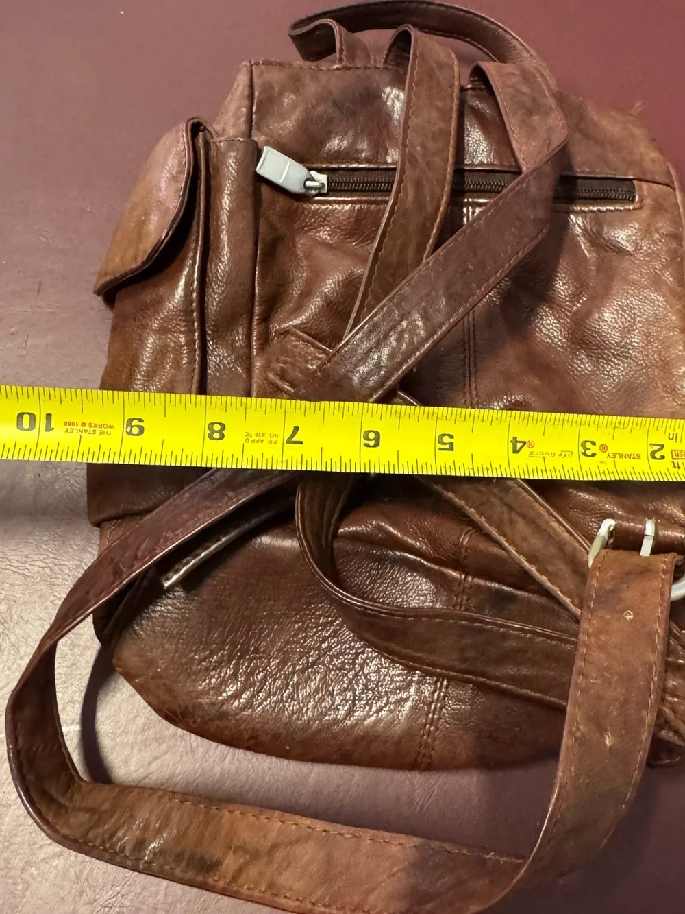 Vintage Genuine Leather Aged Mini Brown Backpack Purse Women's India